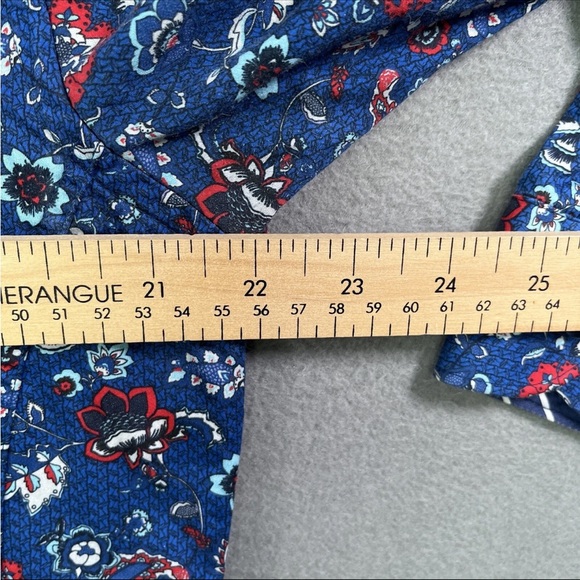 Au Noir Men's Shirt Button Up Long Sleeve Size 4 Large Blue Floral Flowers - Picture 7 of 8